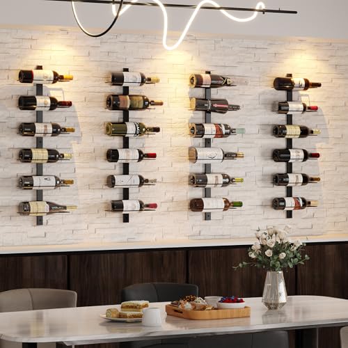 X-cosrack 36 Bottle Wall Mounted Wine Rack, Modular Hanging Wine Rack for DIY Display, Detachable 3 Pack Wine Bottle Holder, Black Metal Storage Rack for Bar, Kitchen, Cellar, Restaurant - size: 3 Pack (36 Bottles)