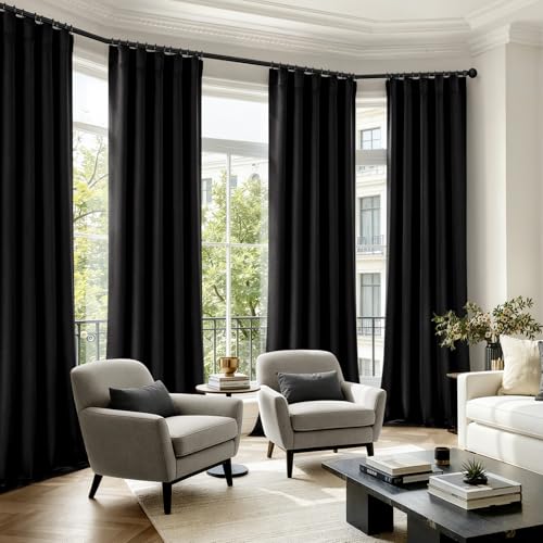 MIULEE Black Pinch Pleat Blackout Curtains 40x84 Inch Length 2 Panels Set | Back Tab Rod Pocket Pleated, Thermal Insulated, Bedroom Living Room Darkening Drapes, Soundproof Curtains with Hooks - color: Black, size: 40"W x 84"L (Pack of 2)