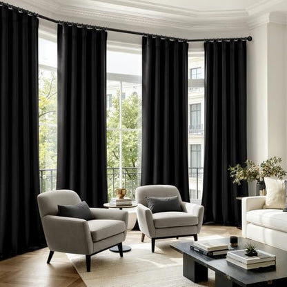 MIULEE Black Pinch Pleat Blackout Curtains 40x98 Inch Length 2 Panels Set | Back Tab Rod Pocket Pleated, Thermal Insulated, Bedroom Living Room Darkening Drapes, Soundproof Curtains with Hooks - color: Black, size: 40"W x 98"L (Pack of 2)