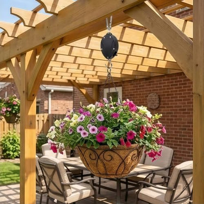 Retractable Plant Hanger, Plant Pulleys for Hanging Plants Heavy Duty | Pull Down, Adjustable, Upgraded, to Raise and Lower, Outdoor, Garden, Baskets, Pots, Birds Feeder