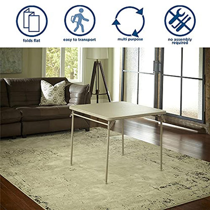 COSCO 34" Square Vinyl Top Folding Card Table, Antique Linen - color: Antique Linen