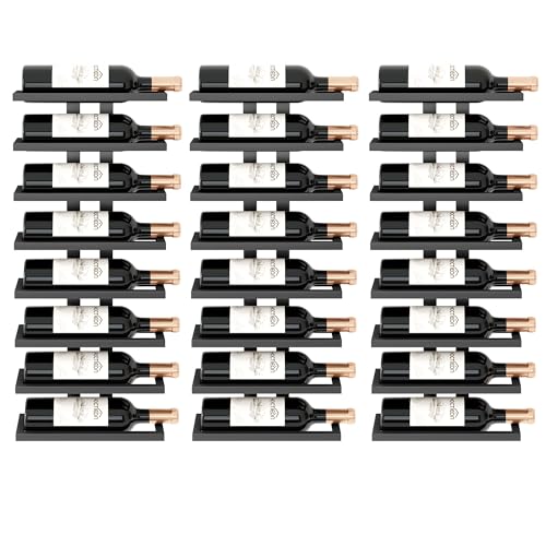 Hoctieon 3-Set 8 Tier Wall Mount Wine Rack (24 Tiers), Wall Racks for Wine Bottles Display and Storage, Hanging Bottle Organizer for Living Room, Kitchen, Wine Cellar, Bar, Black - color: Black, size: 3 Pack (24 Bottles)