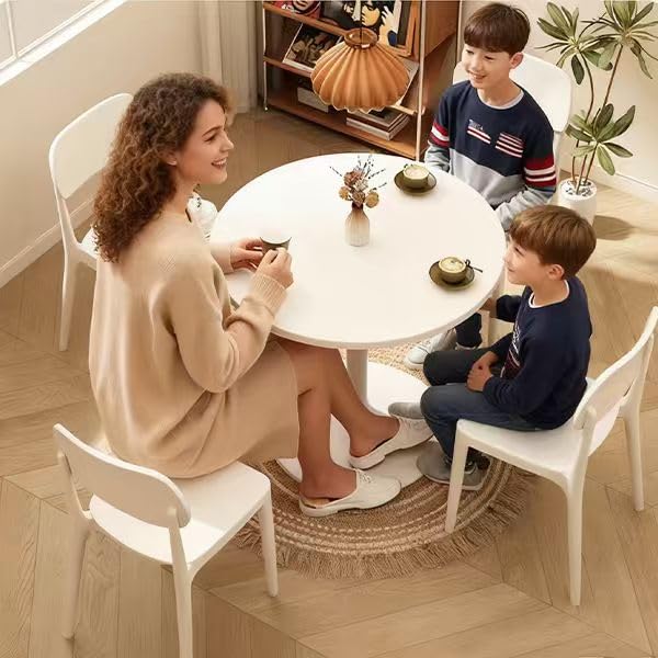 Round White Dining Table Modern Kitchen Table with Pedestal Base in Tulip Design, Mid-Century Leisure Table for 2 to 4 Person，for Kitchen, LivingRoom, Office, Cafe (23.6 x 23.6 x 28.7 inches) - size: 23.6 x 23.6 x 28.7 inches