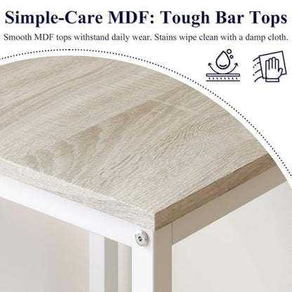 Lutown-Teen Square Bar Table, High Top Table - Industrial Metal Frame for Small Spaces & Narrow Kitchens, 23.6x23.6x36.9 in (LxWxH), Easy Assembly, Beige and White - color: Beige + White