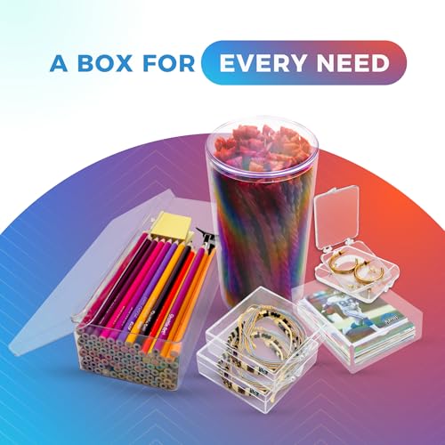 Clear Gift Boxes with Lids (6 Pack) – 4x4x2 Acrylic Display Boxes for Party Favors, Candy, Jewelry & Small Items – Durable Crystal-Clear Plastic, BPA-Free, Made in USA - size: 4.0" x 4.0" x 2.0"
