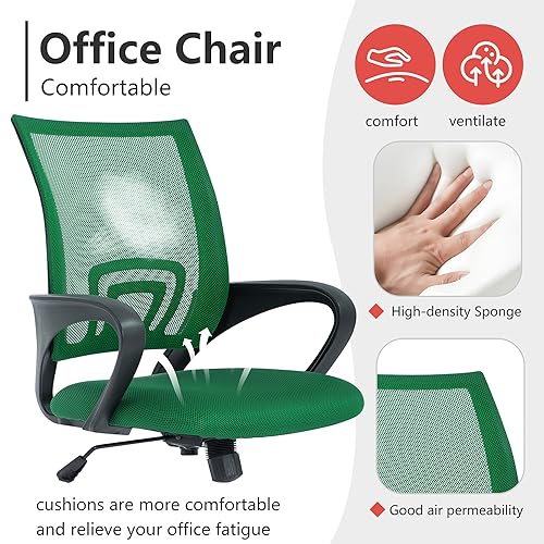 PayLessHere Office Computer Chair Ergonomic Cheap Desk Chair Adjustable Comfortable Mid Back Task Rolling Swivel with Lumbar Support for Home Office (Pack of 2, Green) - color: Green, style: pack of 2