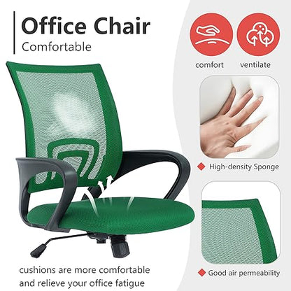 PayLessHere Office Computer Chair Ergonomic Cheap Desk Chair Adjustable Comfortable Mid Back Task Rolling Swivel with Lumbar Support for Home Office (Pack of 2, Green) - color: Green, style: pack of 2