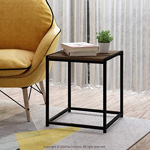 FURINNO Camnus Modern Living End Table, Columbia Walnut, 15.75 in x 15.75 in x 17.83 in - color: Columbia Walnut, size: 1-Tier, 15.75" Square