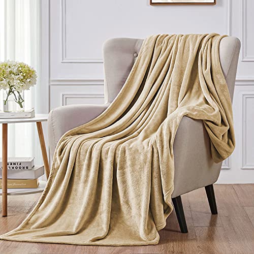 Walensee Fleece Blanket Plush Throw Fuzzy Lightweight (Queen Size 90x90 Tan Camel/Taupe) Super Soft Microfiber Flannel Blankets for Couch, Bed, Sofa Ultra Luxurious Warm and Cozy for All Seasons - color: Camel, size: 90"x90"