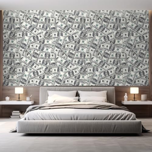 wall26 Wall Sticker/Wall Mural 100 Dollar Bills Collage Background, Not Peel and Stick, Non-Woven Wallpaper Decorative for Bedroom, Living Room, Office - 48x72 inches - color: 100 Dollar Bills Collage, size: 48"x72" Premium Non-woven