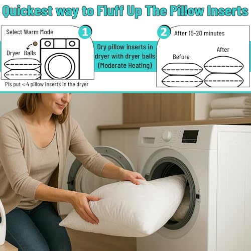 QUBA LINEN Throw Pillow Inserts (Set of 5, White), 18x18 Inches - Premium Cushion Fillers for Sofa, Bed, and Home Décor (18x18 Inch (Pack of 5)) - size: 18x18 Inch (Pack of 5)