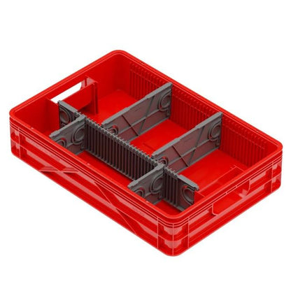 Quarter Crate 4-Pack Stackable Storage Bins, Utility | Polypropylene, 14 dividers included, 19.16x12.75x4.57 in, over 1000 lb stack, lids sold separately - color: Utility