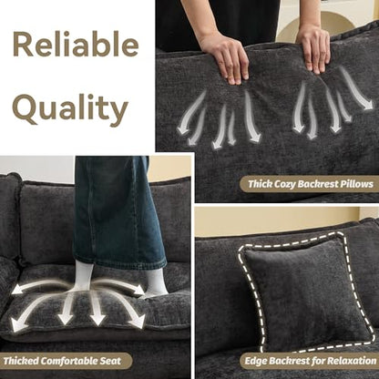 WUTUTUEE 41'' Modern Chenille Oversized Chair, Upholstered Accent Living Room Chair with Extra Thicked Deep Seat, Single Lounge Chair for Bedroom, Small Apartment, Dark Grey - color: Dark Grey, size: 41'' Single Seat