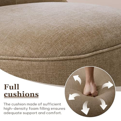 Upholstered Accent Chair, French Country Side Chair (1, Light Brown) | with Tufted Backrest, Thick Padded Seat and Solid Wood Legs for Bedroom, Living Room, Vanity & Reading Nook - color: Light Brown