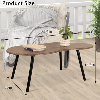 Small Coffee Table Irregular Wood Grain Desktop Coffee Tables Simple Modern Cloud Shaped Center Table Floor Standing Table for Living Room, Home Office - color: Industrial Brown