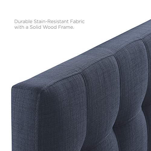 Modway Lily Tufted Linen Fabric Upholstered Twin Headboard in Navy - color: Navy, size: Twin