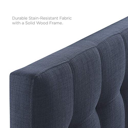 Modway Lily Tufted Linen Fabric Upholstered Twin Headboard in Navy - color: Navy, size: Twin