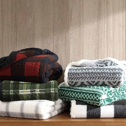 Eddie Bauer - Throw Blanket, Ultra-Soft Plush Bedding with Faux Shearling Reverse, Blanket for Couch & Bed (Alpine Fair Isle Green, 50" x 60") - color: Alpine Fair Isle Green, size: 50" x 60"