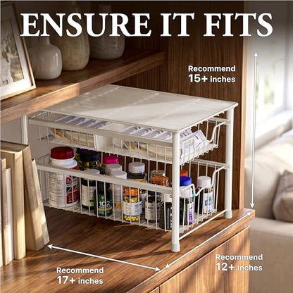 Simple Houseware Stackable Sliding Basket Organizer Drawer, White, 2-Tier - color: White, size: 2-tier