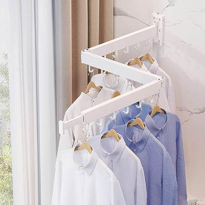 ZdwCyl Clothes Drying Rack,Laundry Space Saver Wall Mounted,Retractable,Collapsible(Tri-Fold), White Color Rack Clothing - color: White-basic
