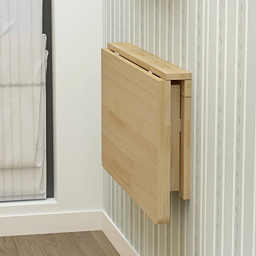 MM MELISEN Fold-Away Wall Table - Natural 31.4x23.6 Inch Wood Table that maximizes Space. Creates Instant Counter Space in Laundry, Kitchen, or Workshop. Ideal for Apartments and dorms - color: Wood, size: 80X60CM/32X24IN