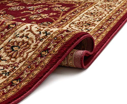 Well Woven Barclay Collection Sarouk Red 5 ft Round Rug - for Living Room, Bedroom, and Dining Room - color: Red, size: 5'3" (Round)