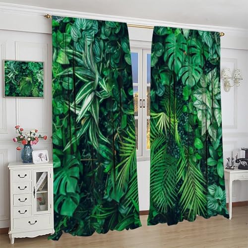 Tropical Palm Leaves Window Curtain, Summer Jungle Garden Nature Eco Theme Plant Window Drapes for Living Room Bedroom 42" W X 45" L(No Blackout) - color: Flamingo-11, size: 20.5"W x 45"L (Pack of 2)