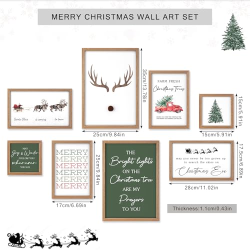Faccito 8 Set Reindeer Christian Wall Art Framed, Wooden Decor | Religious Quotes Decor for Bedroom Office, Inspirational Scripture Wooden Art, Modern Framed Set for Home Classroom Work - style: Reindeer