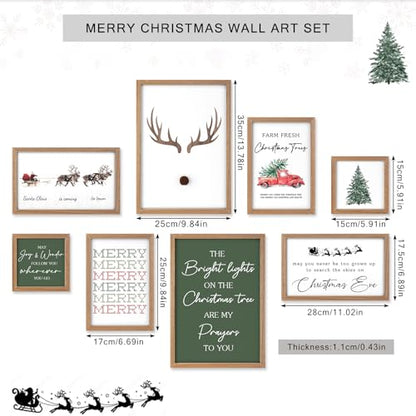 Faccito 8 Set Reindeer Christian Wall Art Framed, Wooden Decor | Religious Quotes Decor for Bedroom Office, Inspirational Scripture Wooden Art, Modern Framed Set for Home Classroom Work - style: Reindeer