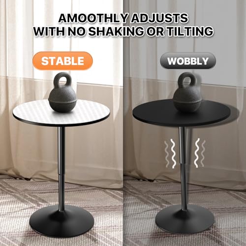 Magshion 23.5'' Round Bar Table, Adjustable Range 27.5"-36" Wood Pub Table with Black Leg and Base for Living Room Dining Room Bar Cocktail Table (Silver) - color: Silver, size: 23.5 in