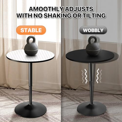 Magshion 23.5'' Round Bar Table, Adjustable Range 27.5"-36" Wood Pub Table with Black Leg and Base for Living Room Dining Room Bar Cocktail Table (Silver) - color: Silver, size: 23.5 in