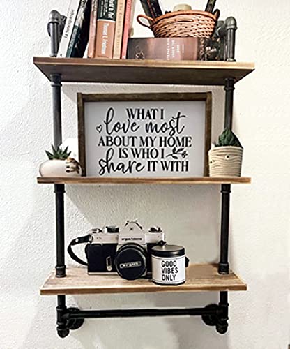 DR.IRON Industrial Pipe Shelving Rustic Bathroom Shelves with Towel Bar, 24" Pipe Shelf Wall Mounted, Farmhouse Bathroom Shelf Storage (3 tier-24) - size: 3-tier shelves