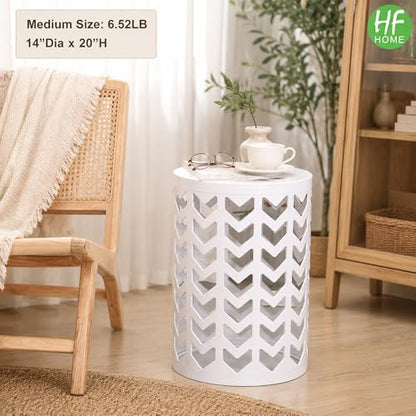 HFHOME Nesting Coffee Tables Set of 3, Industrial Metal Stacking Accent Side Tables Circle Table for Small Space, Living Room, Apartment, Bedroom Indoor - White - color: Classic White