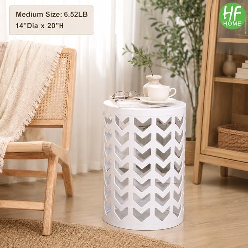 HFHOME Nesting Coffee Tables Set of 3, Industrial Metal Stacking Accent Side Tables Circle Table for Small Space, Living Room, Apartment, Bedroom Indoor - White - color: Classic White