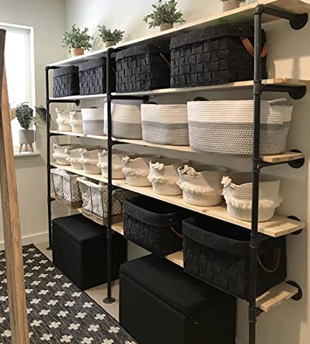 Industrial Retro Wall Mount Iron Pipe Shelf,DIY Open Bookshelf,Hung Bracket,Home Improvement Kitchen Shelves,Tool Utility Shelves, Office,Ceiling Mount Shelf - size: 12“Deep 3pcs