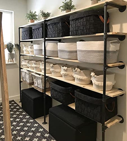 Industrial Retro Wall Mount Iron Pipe Shelf,DIY Open Bookshelf,Hung Bracket,Home Improvement Kitchen Shelves,Tool Utility Shelves, Office,Ceiling Mount Shelf - size: 12“Deep 3pcs