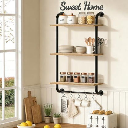 3 Tier Wall Shelves Over Toilet Rustic Industrial Floating Shelf - color: Brown, size: 3 tier