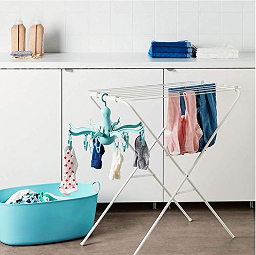 PRESSA 8-Claw Octopus Hanging Dryer 16 Clothes pegs, Easy to fold and Place -Turquoise - color: Turquoise