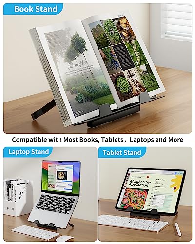 Laptop Table with LED Desk Light, SAIJI Laptop Stand for Bed | Height Adjustments Bed Desk with Book Stand for Reading Writing Drawing (Black) - color: Bed Desk /Led Light