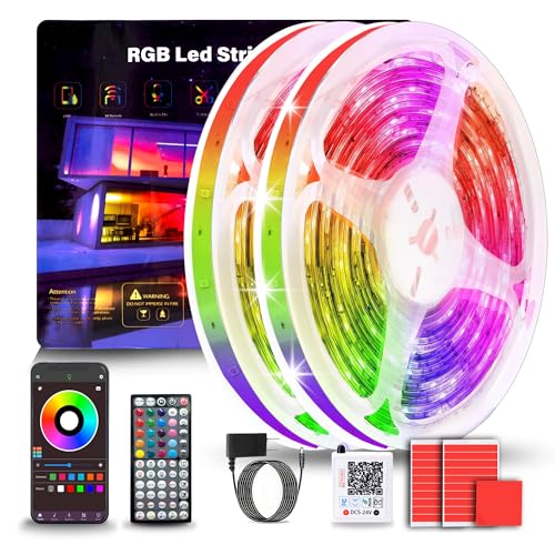 NBBUFF 200FT RGB Led Lights for Bedroom with Remote & App Control, 2*100FT | Music Sync Led Light Strip Color Changing Led Strip Lights, Dimmable DIY Led Lights for Room Decor Ambient Lighting - size: 200 ft