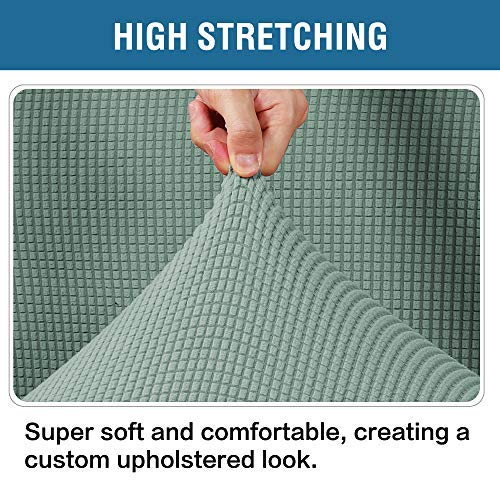 H.VERSAILTEX Ottoman Cover Slipcover Rectangle Fit Length 29"-34" Footrest Sofa Slipcovers Stool Cover Footstool Protector Covers Feature Stretch Thick Soft Jacquard Fabric Removable Washable - Sage - color: Sage, size: Rectangle-Large