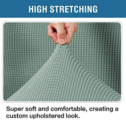 H.VERSAILTEX Ottoman Cover Slipcover Rectangle Fit Length 29"-34" Footrest Sofa Slipcovers Stool Cover Footstool Protector Covers Feature Stretch Thick Soft Jacquard Fabric Removable Washable - Sage - color: Sage, size: Rectangle-Large