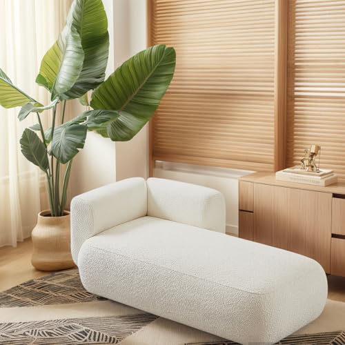 Chifee & Vingol 33.1" Chaise Lounge with Right Armrest Upholstered Modern Lounge Couch Sleeper Sofa for Living Room Bedroom Reading Nook,Cream - color: Cream, size: Single Chaise-Right Armrest