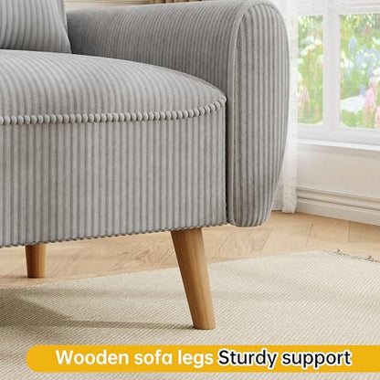 47'' Small Loveseat Sofa, 2 Seat Compact Couch with Tapered Legs, Light Grey Upholstered Furniture, Solid Wood Frame, Comfy Foam Cushion, Easy Assembly for Small Spaces - color: Light Grey