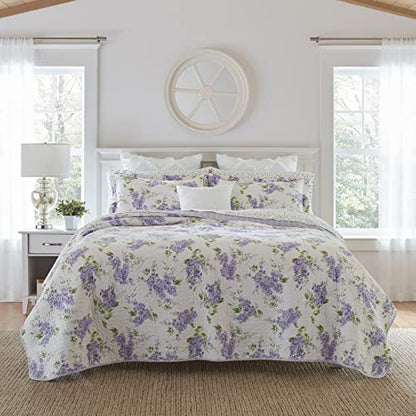 Laura Ashley – Queen Quilt Set, Soft & Lightweight Bedding with Matching Shams, Reversible Floral Room Decor, College Dorm Room Essentials (Keighley Purple) - size: Queen
