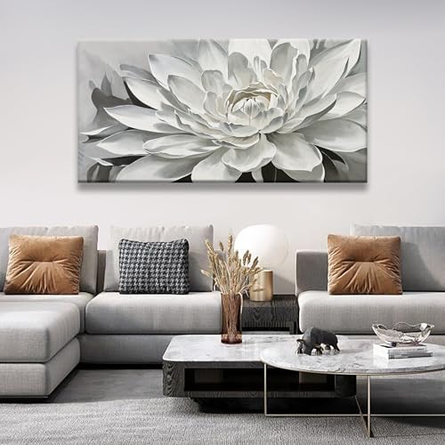 TAIJXAGSG Wall Art Living Room Flower White Wall Art Modern Canvas Art Wall Decor lotus Home Wall Decor Suitable For Bedroom Apartment Office Can Be Hung 24" X 48" - color: white, size: 48"L x 24"W