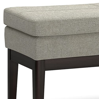 SIMPLIHOME Carlson Ottoman Bench - 45 inch Wide Upholstered Vegan Leather Rectangle Ottoman in Greige, Mid Century Modern Bench for Bedroom, Entryway or Living Room with Padded Seat - color: Greige, style: Ottoman Bench