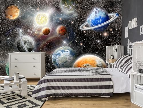 Galaxy Starry Sky Space Wall Mural Planet Wallpaper | 151"x96", for Bedroom Living Room Bathroom, Textured Fabric, Not Peel and Stick - color: Mural 04, size: 151" x 96"