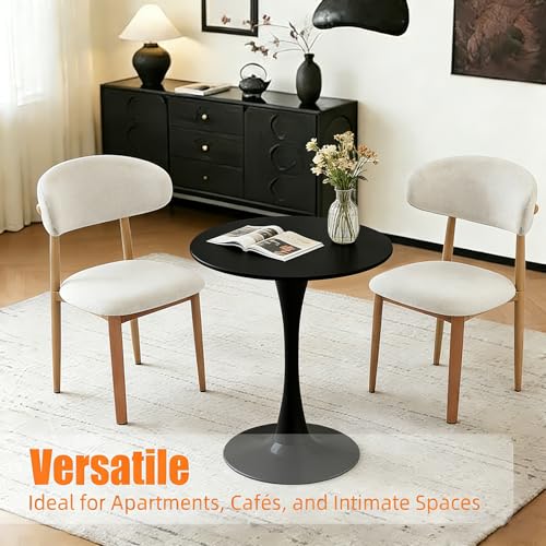 botzi 24 inches Round Dining Table, Black Tulip Kitchen Table with MDF Top | Matte Iron Pedestal Base, Smooth MDF Surface, Rounded Edges, For Kitchens Breakfast Nooks And Small Spaces - color: Black, size: 24 Inches