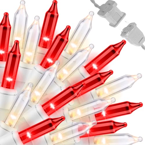 100 Count Red Clear Valentine Lights, Connectable 20ft Valentine Room Lights, Plug in Pink Christmas String Light Indoor Outdoor for Christmas Bedroom Valentines Party - color: Red and Clear-White Wire